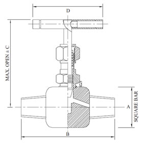 Needle Valve Male x Male Diagram