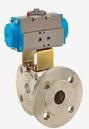 Air Operated 3 way flanged ball valve