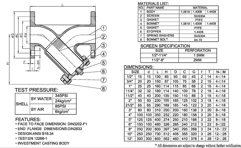 Y-Type Strainer Flanged ANSI 150